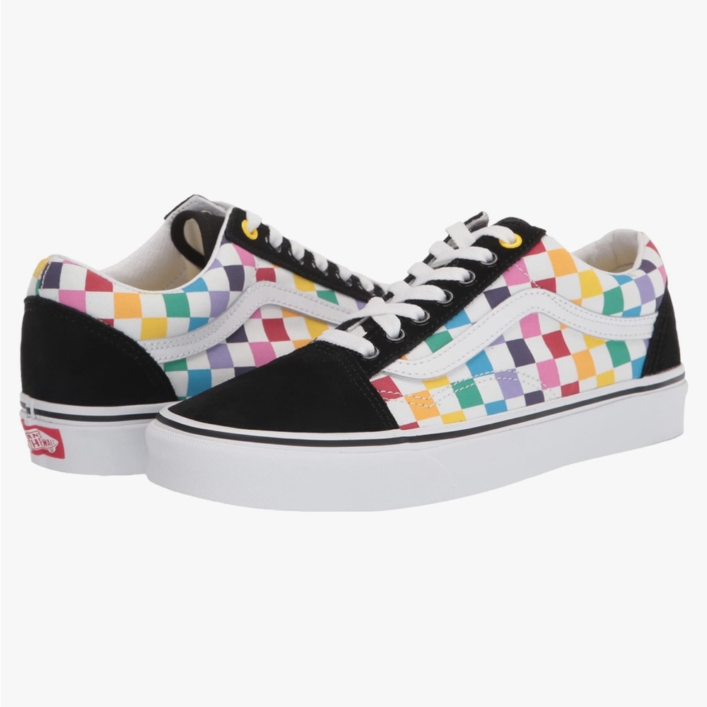 Rainbow checkerboard vans